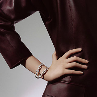 Chaine d'ancre Enchainee double bracelet - Silver | Hermès